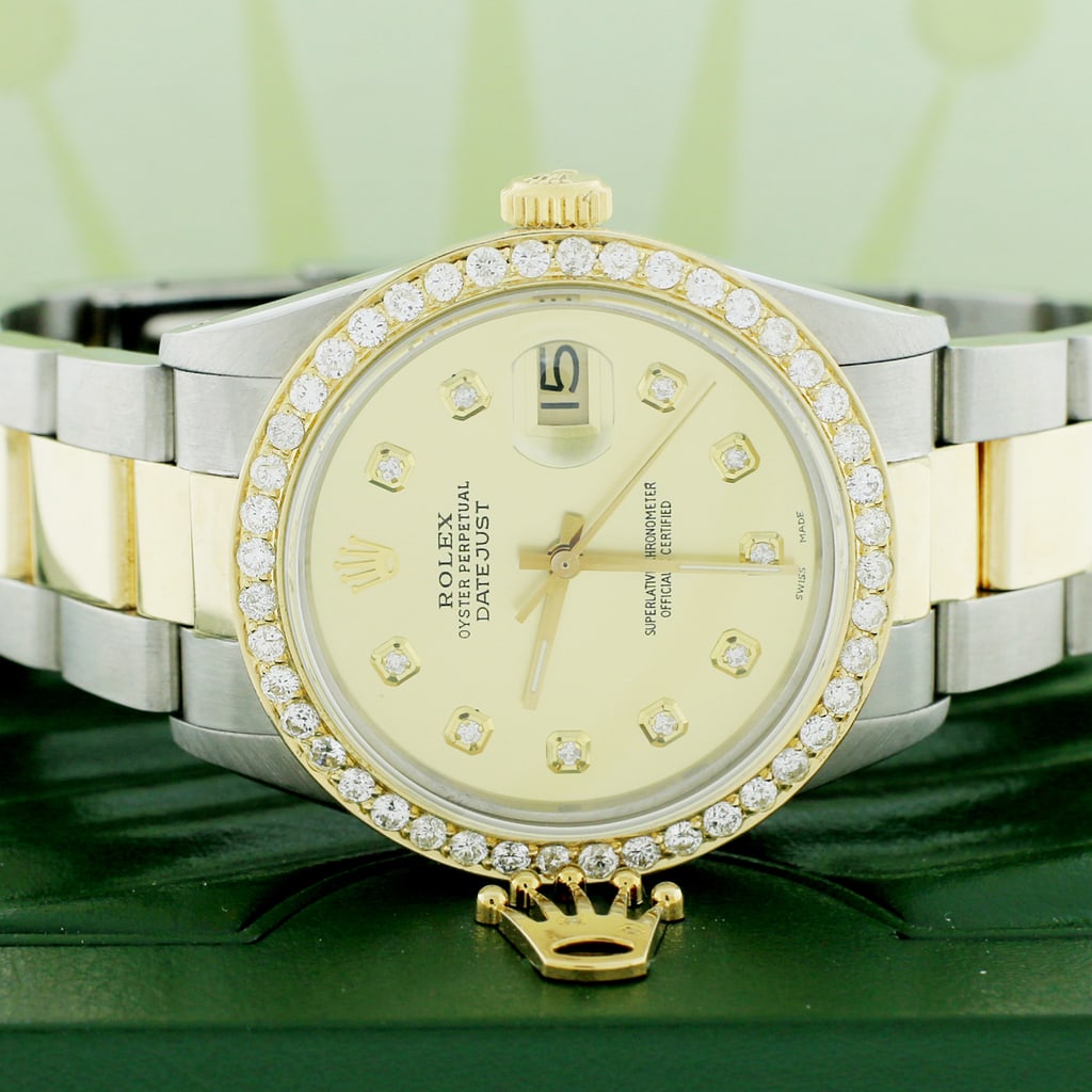 Rolex Datejust 2-Tone Gold/Steel 36mm Oyster w/Champagne Diamond Dial ...