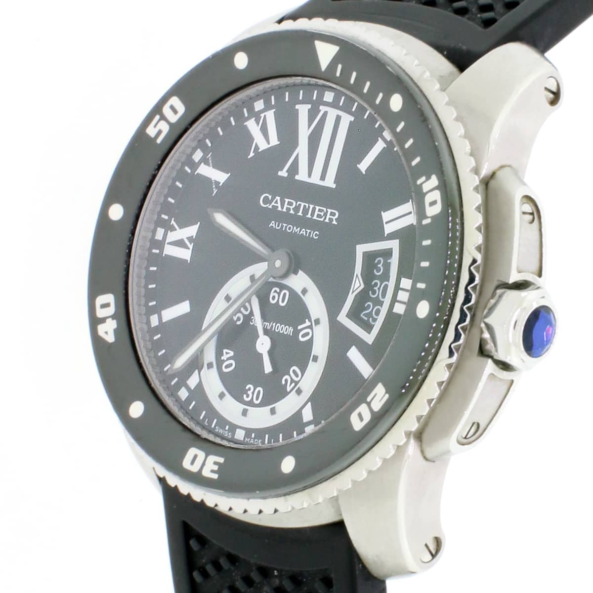 calibre de cartier chronograph watch 42mm steel