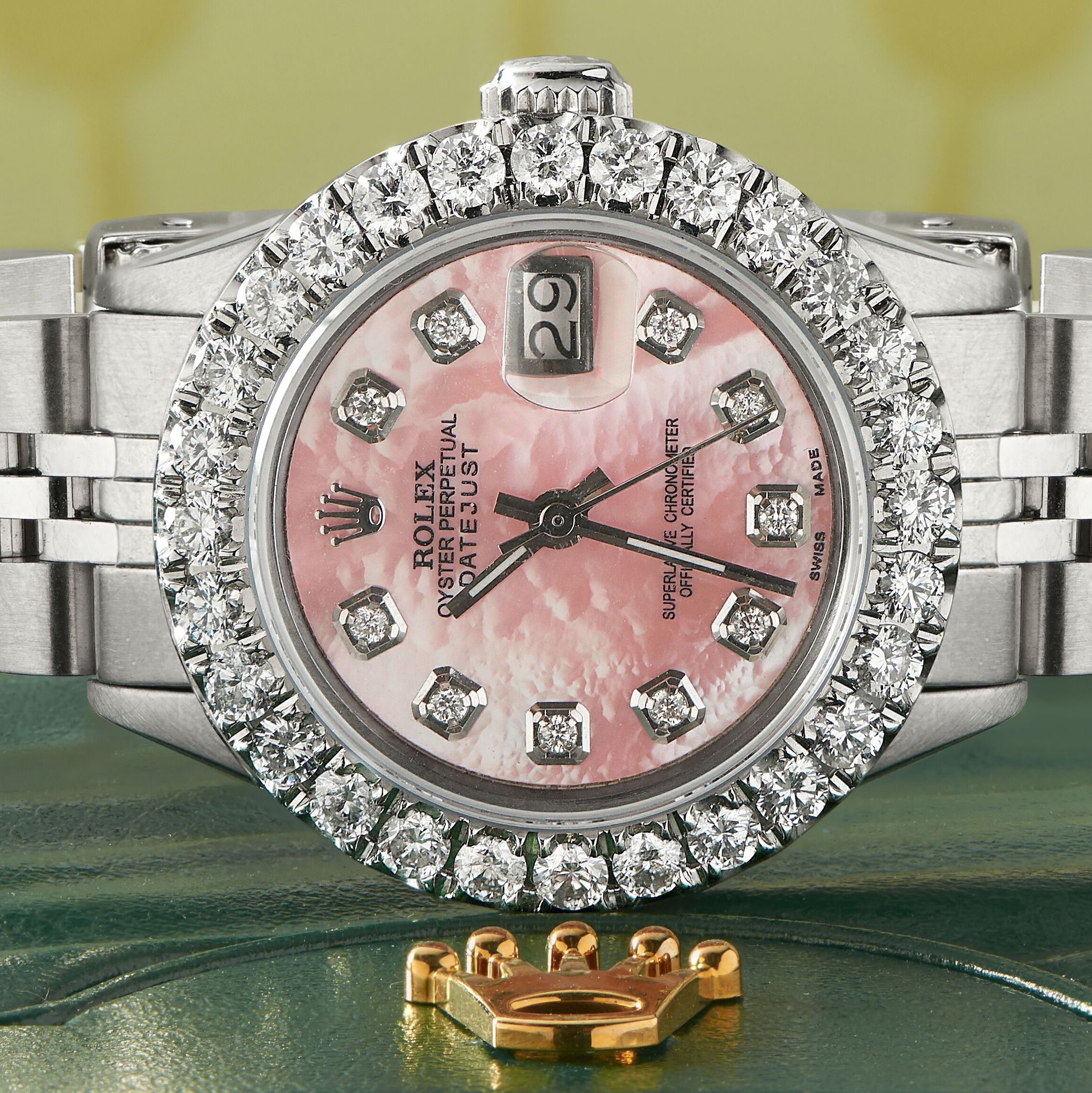 rolex datejust pink diamond dial