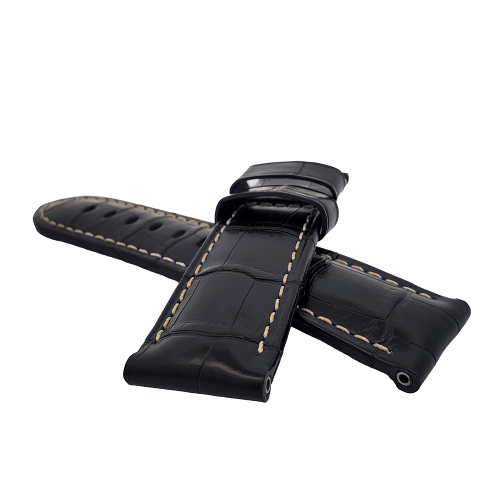 Panerai 用革ベルト Lug 24mm Panerai 24mm OEM Black Alligator Leather Strap for Tang Buckle | eBay
