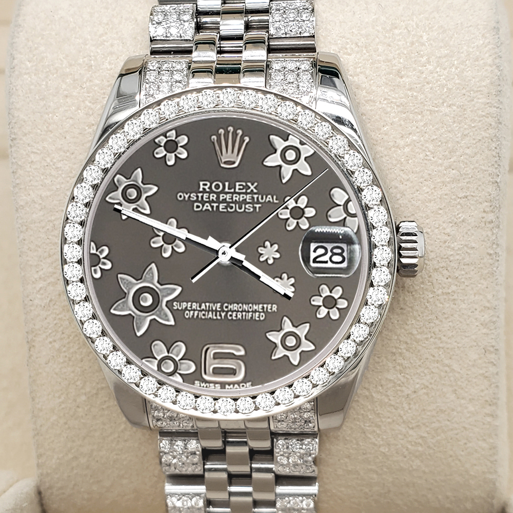 Rolex Datejust 31mm 3.30ct Diamond Bezel/Bracelet/Gray