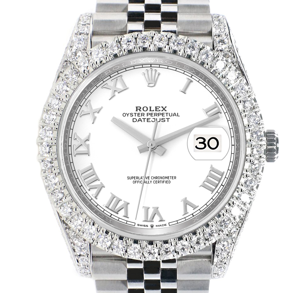 Rolex Datejust 41 5.9CT Diamonds Watch With White Roman Dial  display picture 2